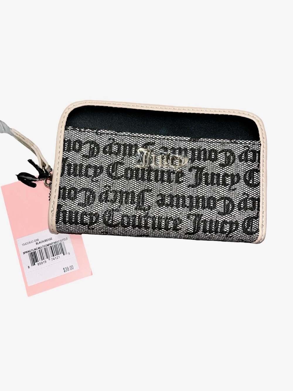 Juicy Couture Spring Fling Multicompartment Bifold Wallet Black/Beige